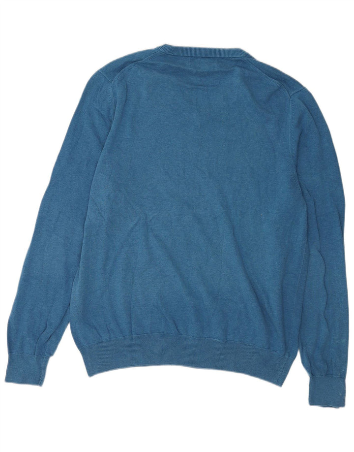 Marks & Spencer Mens V-Neck Jumper Sweater XL Blue Cotton