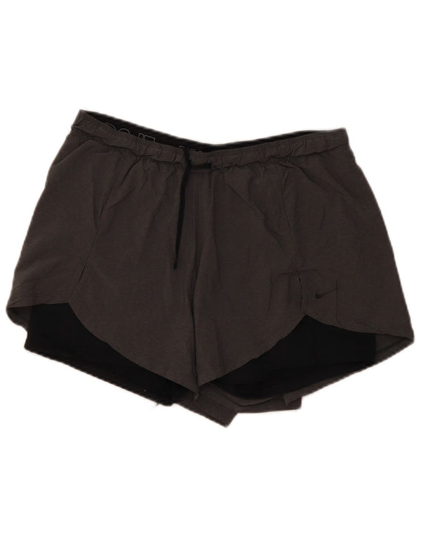 Nike Damen Sportshorts UK 14 Large Grau Colourblock
