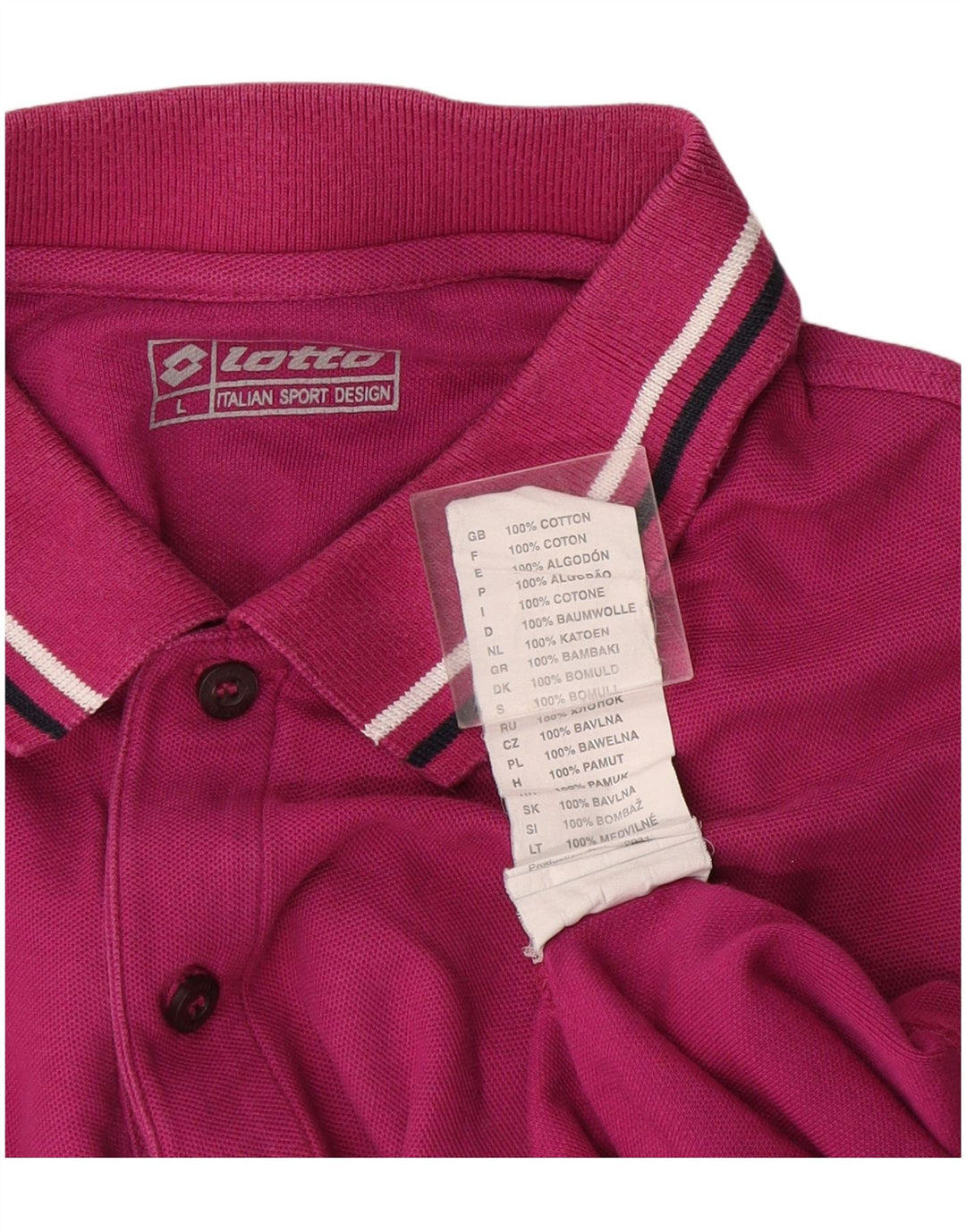 Lotto Mens Polo Shirt Large Pink Cotton