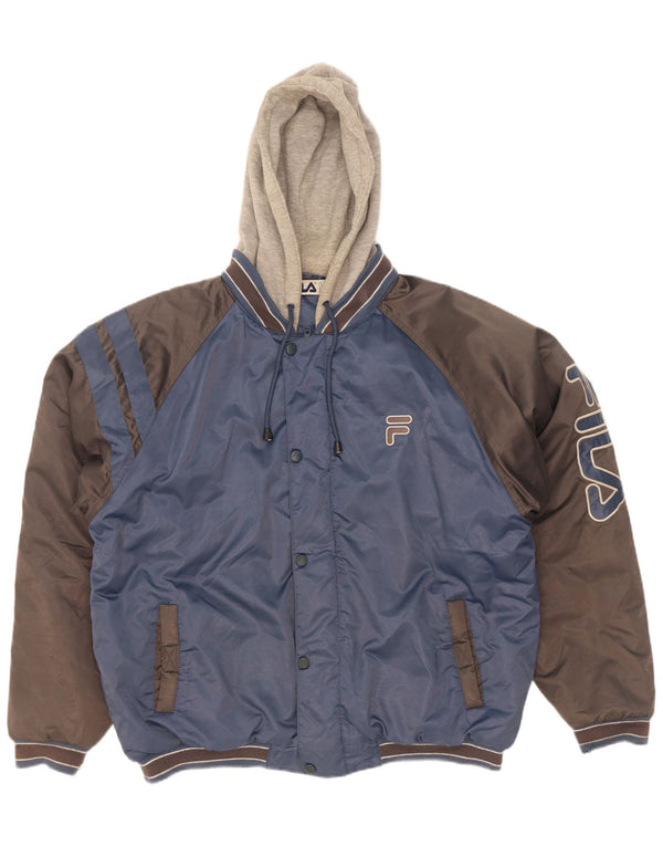 Fila Veste de Survêtement Graphique Homme Large Bleu Marine Colourblock