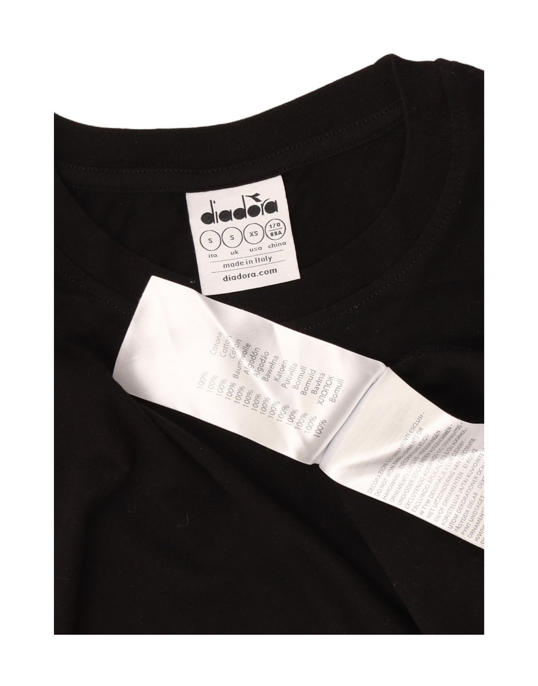 Diadora Mens Graphic T-Shirt Top Small Black Cotton