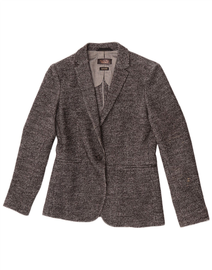 Massimo Dutti Dame 1 Knap Blazer Jakke EU 40 Medium Grey Houndstooth