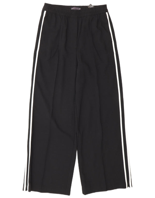 Marks & Spencer Womens High Waist Trousers UK 8 Small W26 L28 Black Striped