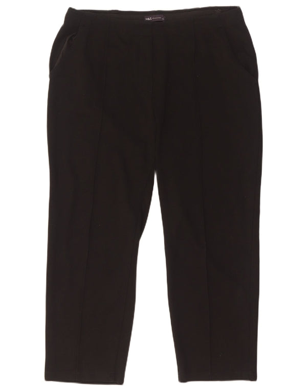Marks & Spencer Womens Straight Cropped Trousers UK 14 Large W33 L25 Black