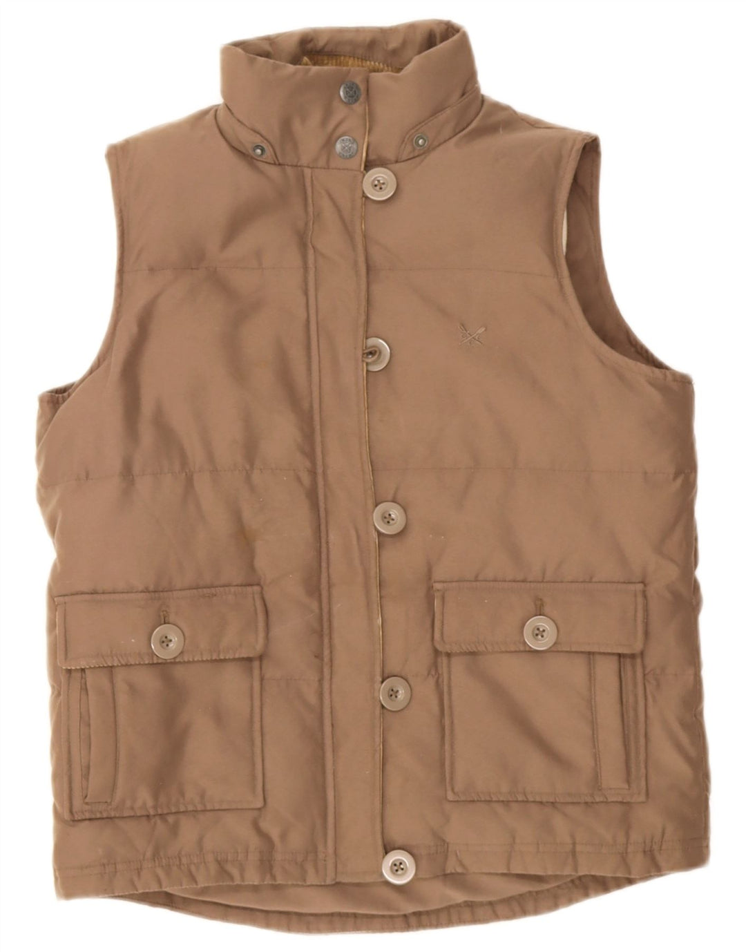 Crew Clothing Womens Padded Gilet UK 8 Small Brown Polyester