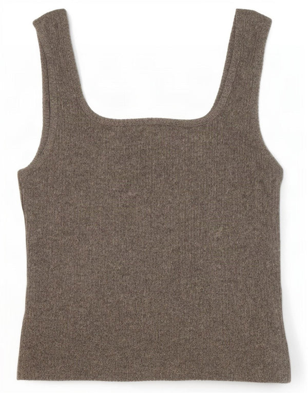 Topshop Femmes Crop Knit Cami Top UK 12 Gris Moyen