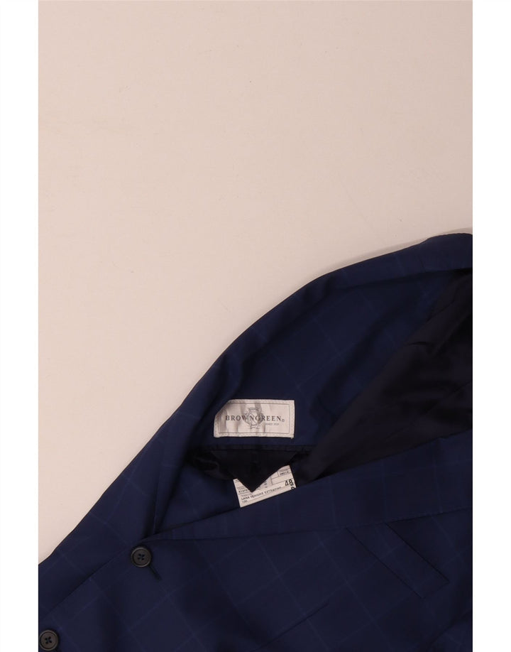 VINTAGE Herre 2-knaps blazerjakke IT 48 Medium Blue Ternet Virgin Wool