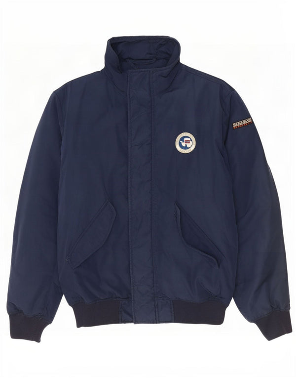 Napapijri Mens Geographic Bomber Jacket UK 40 Large Navy Blue Polyester