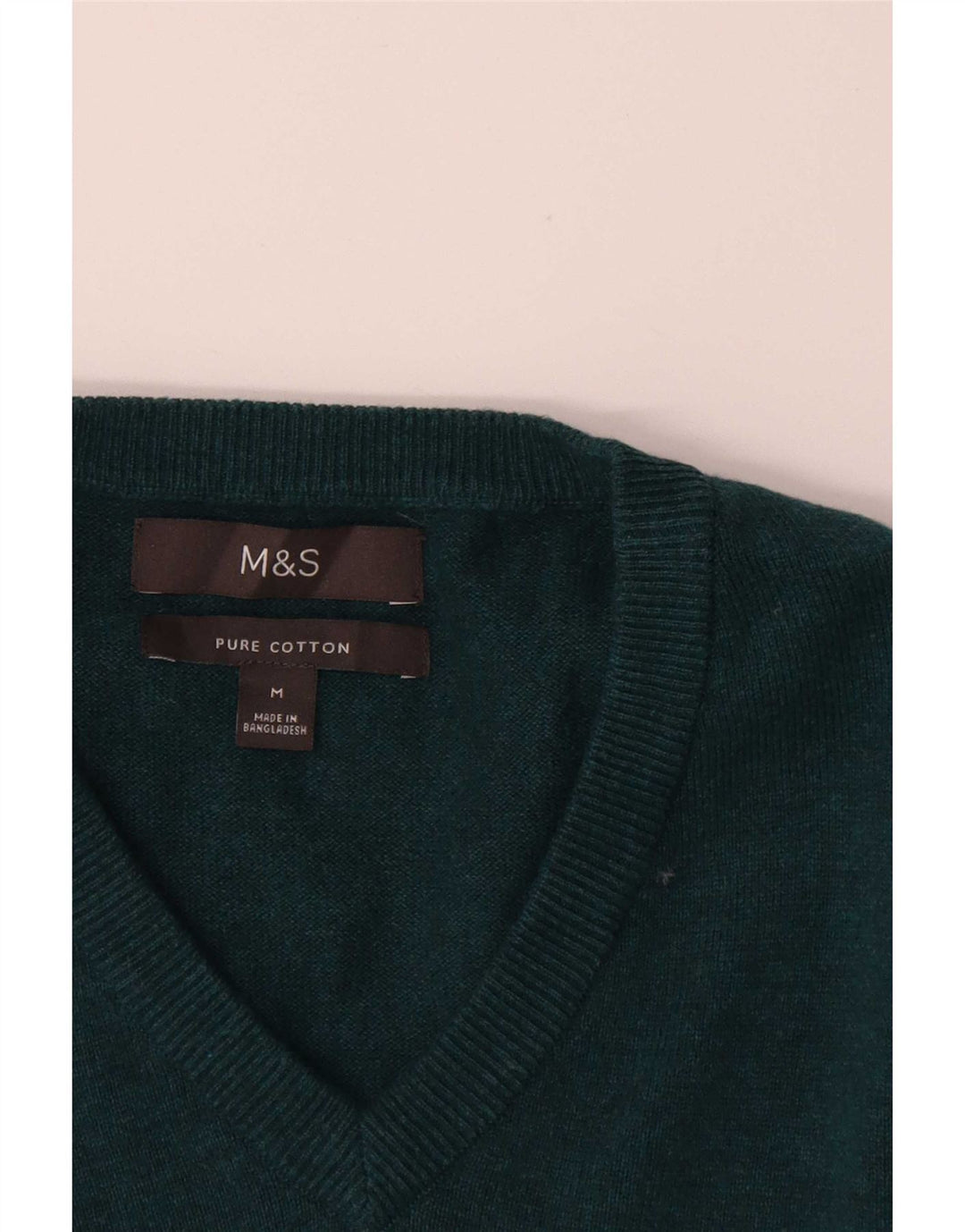 Marks & Spencer Pull Col V Homme Vert Moyen Coton