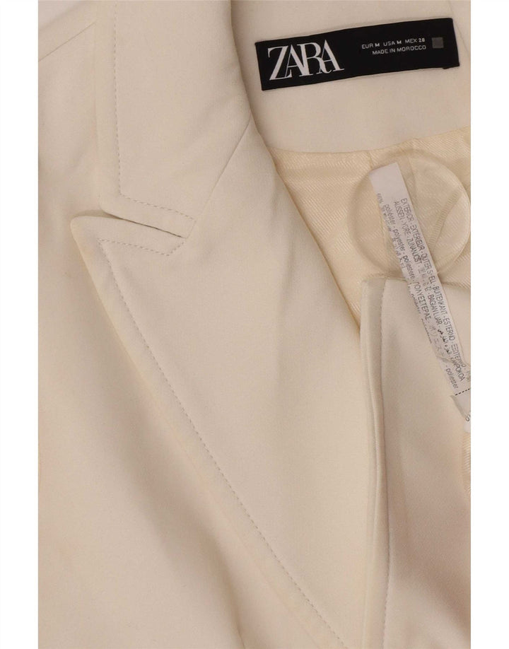 Jaqueta blazer feminina sem mangas com peito duplo Zara Reino Unido 12 médio branco