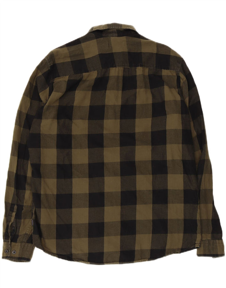 Jack & Jones Mens Flannel Shirt XL Khaki Check Cotton