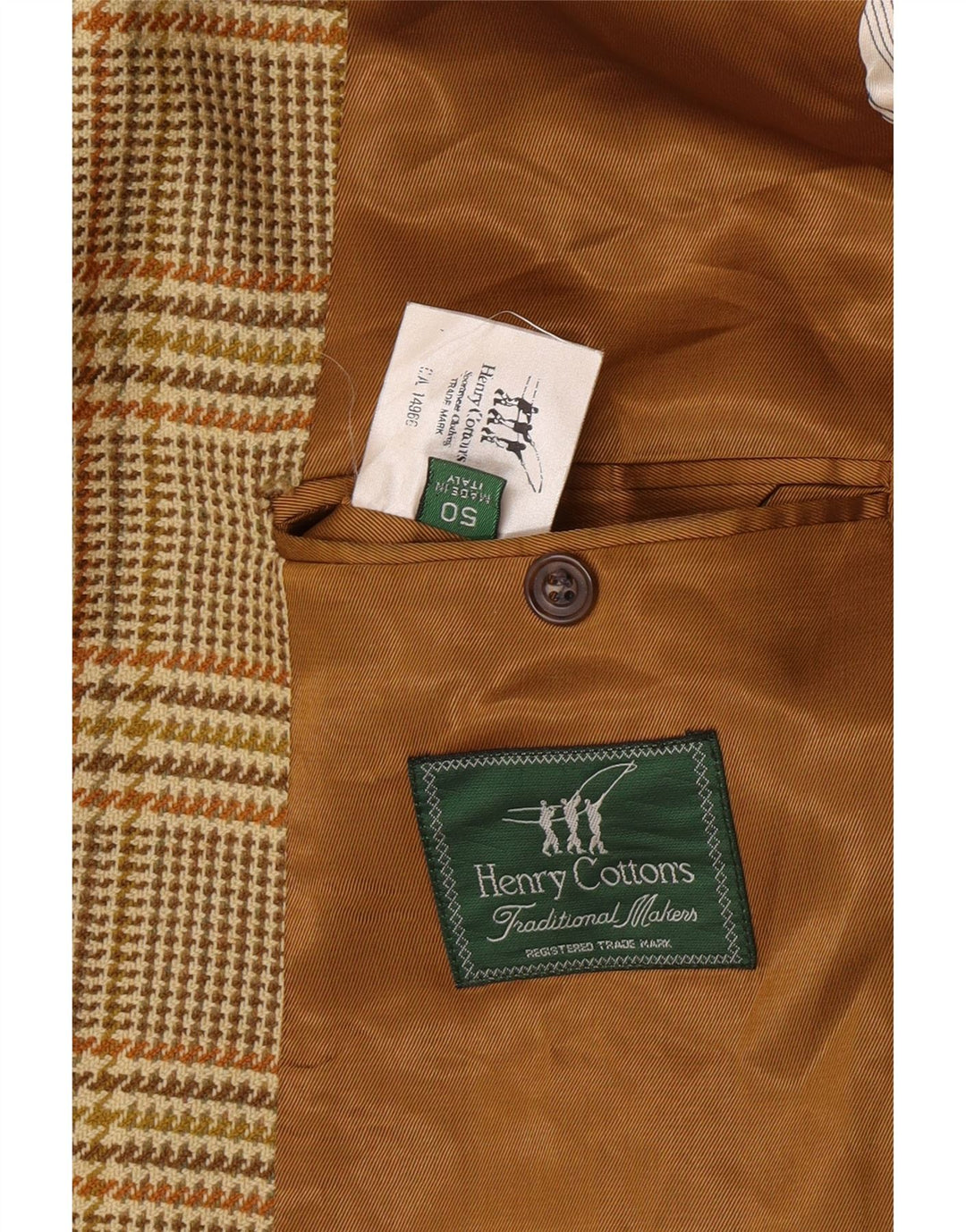 Giacca blazer da uomo a 2 bottoni Henry Cottons IT 50 grande pied de poule marrone