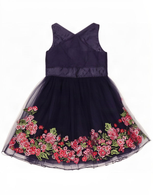 Monsoon Girls Tutu-kjole 6-7 år Navy Blue Floral Polyester