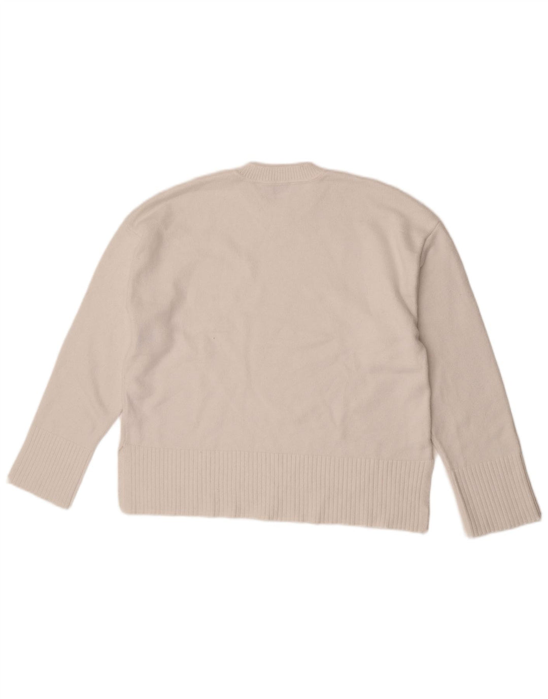 Zara Womens Oversized Crew Neck Jumper Sweater UK 10 Small White Viscose