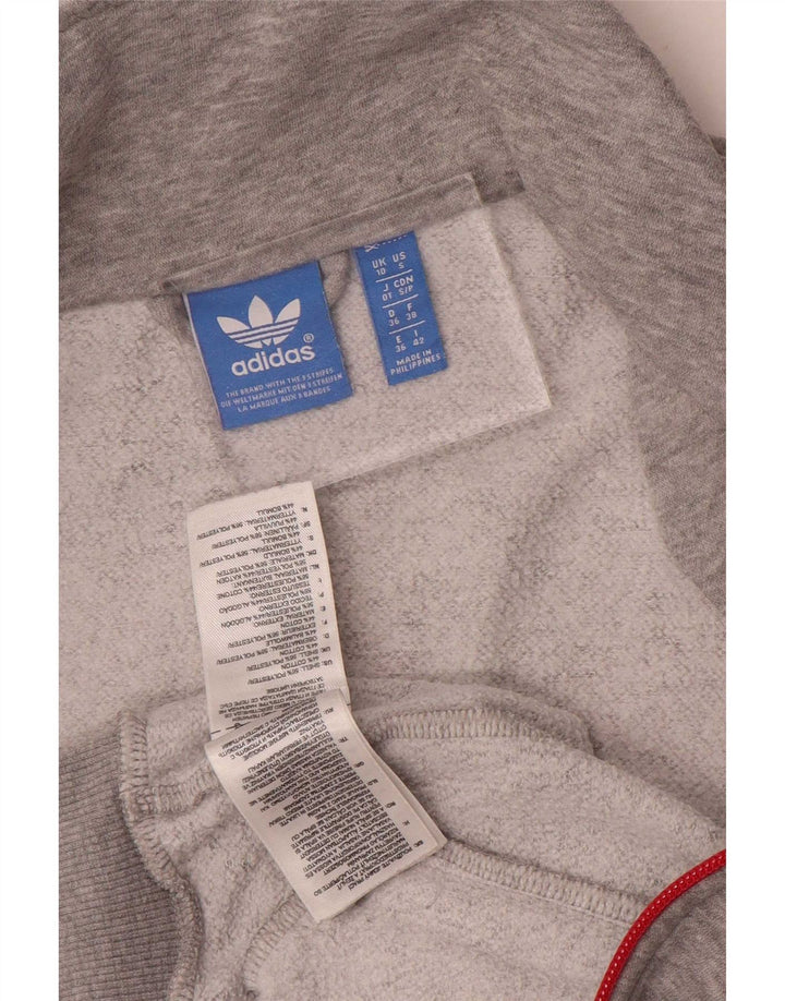 Adidas Veste de survêtement surdimensionnée graphique pour femme UK 10 Petit Gris