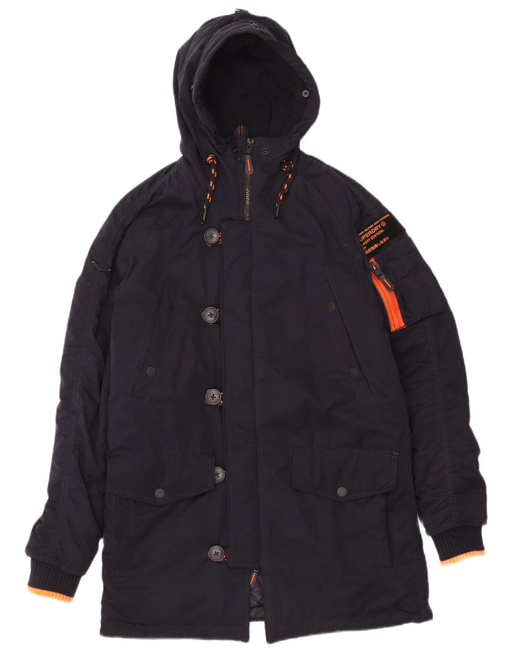 Giacca parka da uomo con cappuccio Superdry UK 38 medio blu navy poliestere