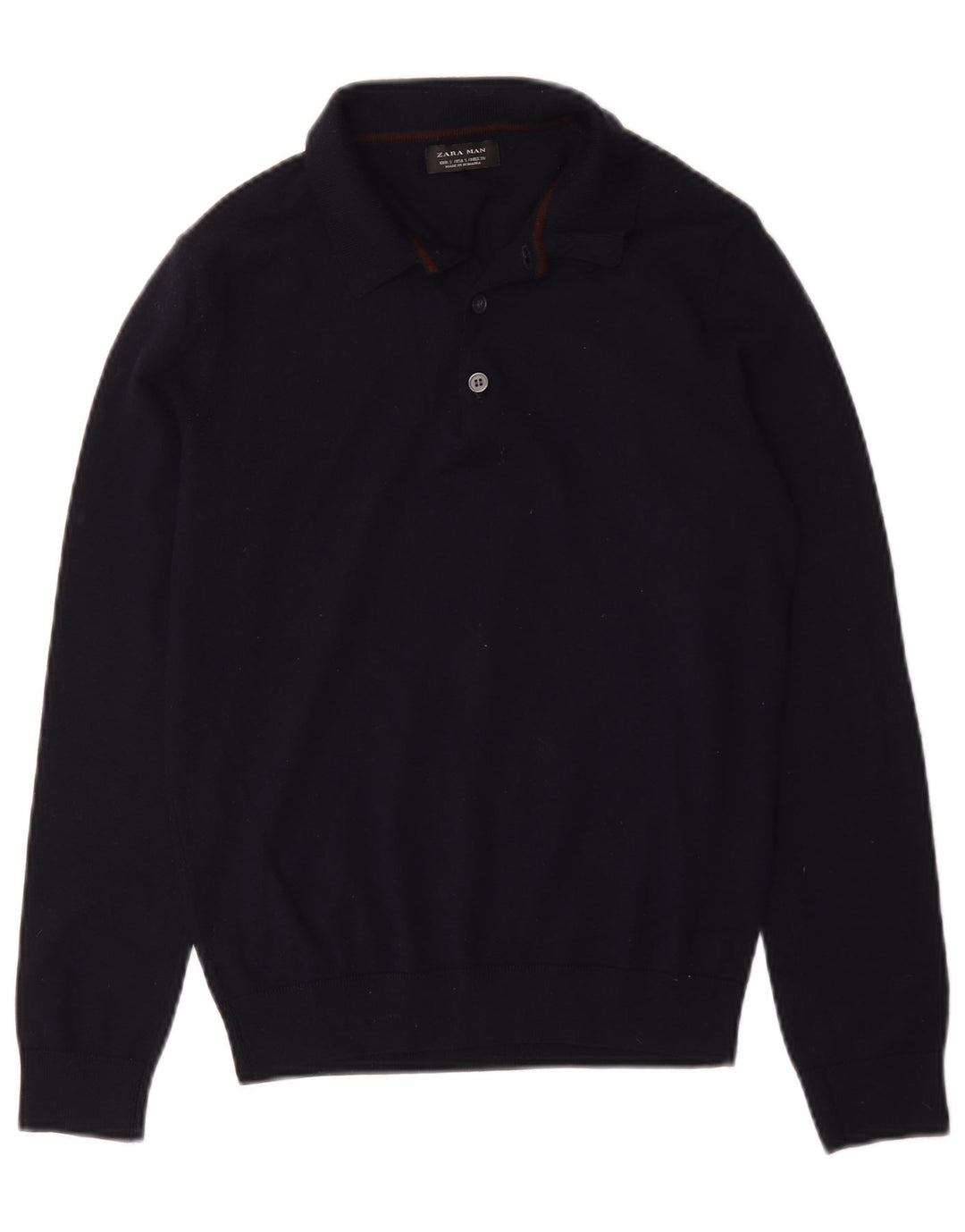 Zara Mens Polo Neck Jumper Sweater Small Navy Blue