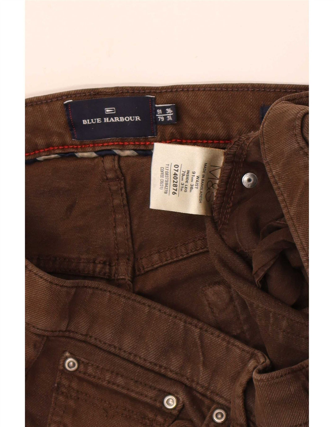 Marks & Spencer Womens Blue Harbour Straight Jeans W36 L31 Brown Cotton