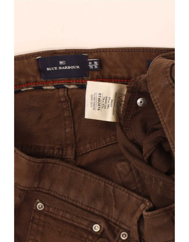 Marks & Spencer Womens Blue Harbour Straight Jeans W36 L31 Brown Cotton