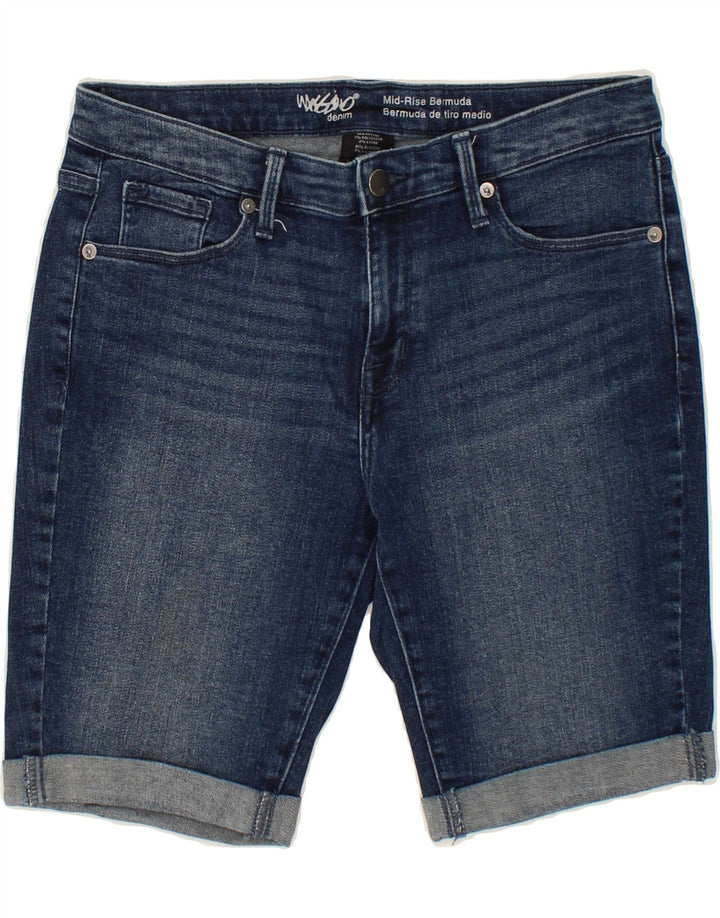 MOSSIMO Womens Mid Rise Bermuda Shorts US 6 Medium W28 Navy Blue Cotton Vintage Mossimo and Second-Hand Mossimo from Messina Hembry 