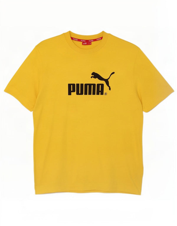 Puma Mens Graphic T-Shirt Top Médio Algodão Amarelo