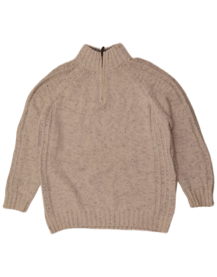 Marks & Spencer Mens Regular Fit Zip Neck Jumper Sweater XL Beige Flecked