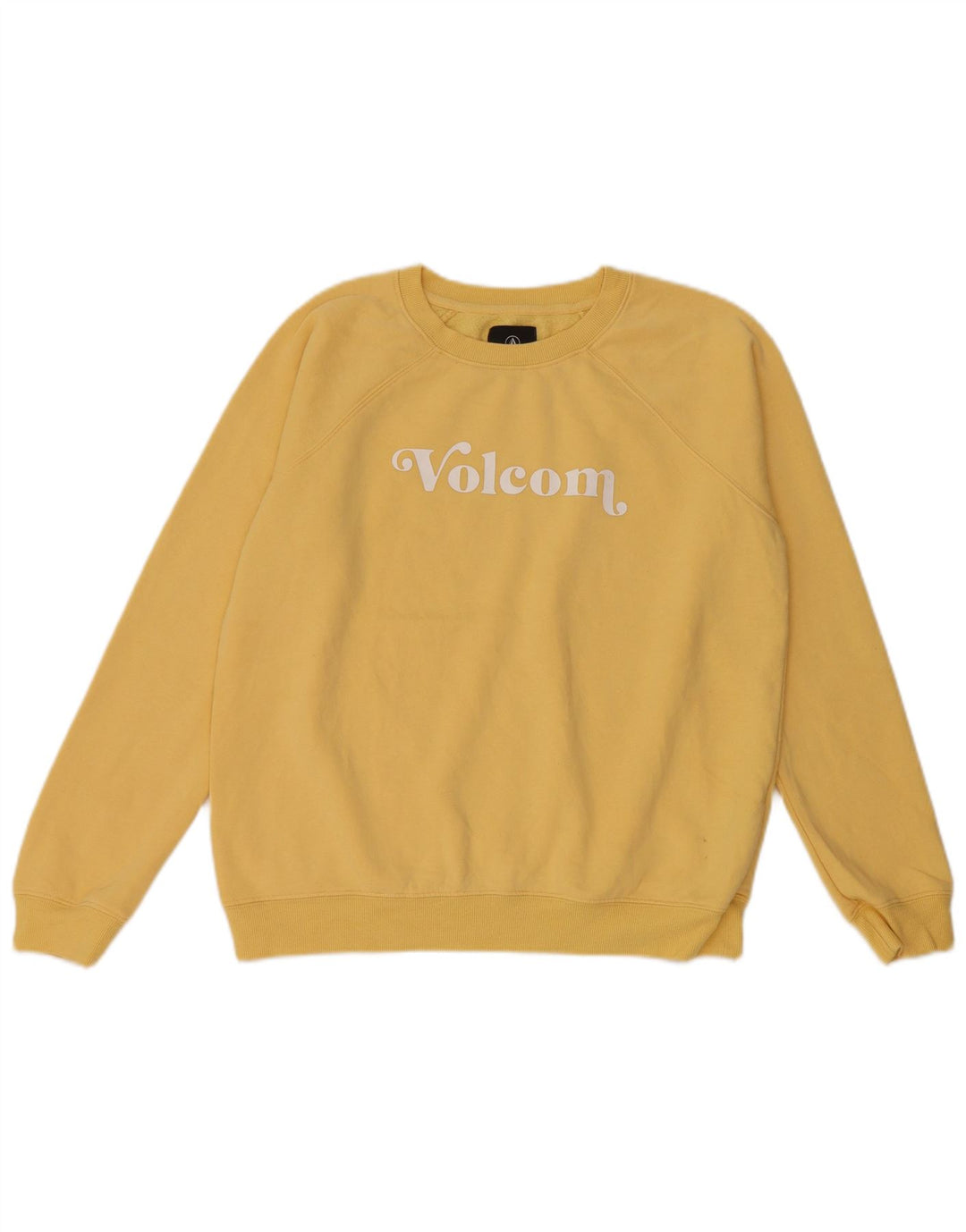 Volcom Womens Graphic Oversized Sweatshirt Pullover US 4/6 Small Gelb