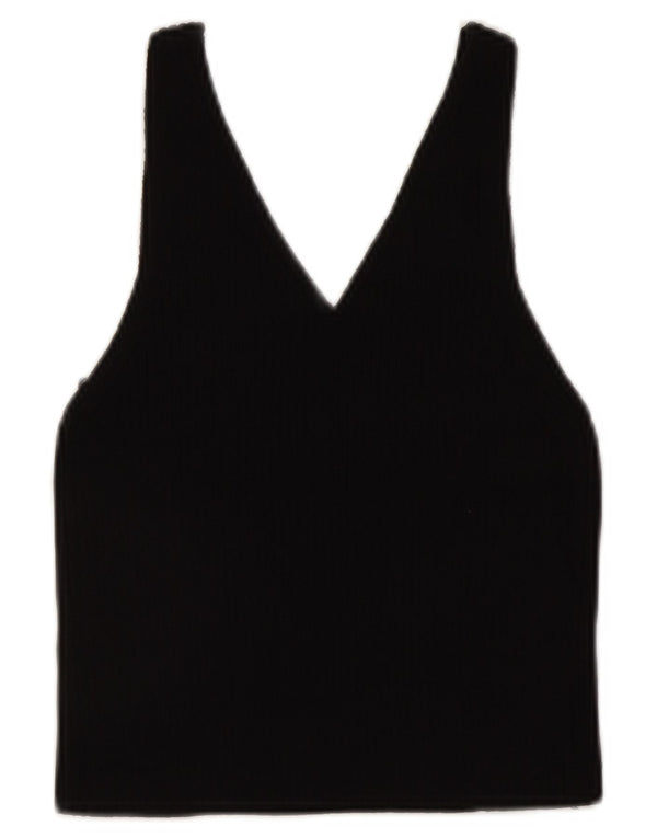 Zara Womens Sleeveless Crop Top UK 12 Medium Black Spotted