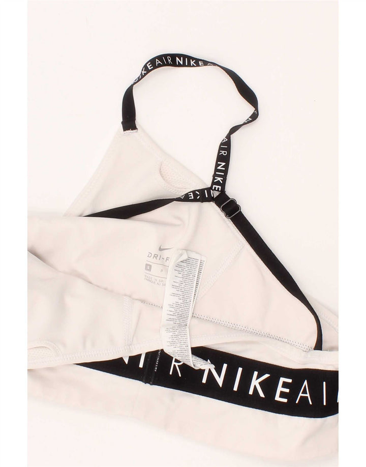 Nike Womens Graphic Sport Bra Top Small Off White Polyester Sports