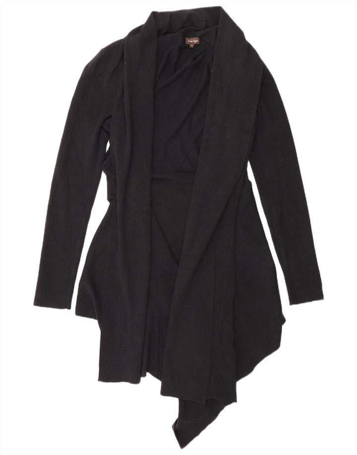Phase Eight Womens Longline Open Cardigan Sweater UK 14 Medium Black Bomuld