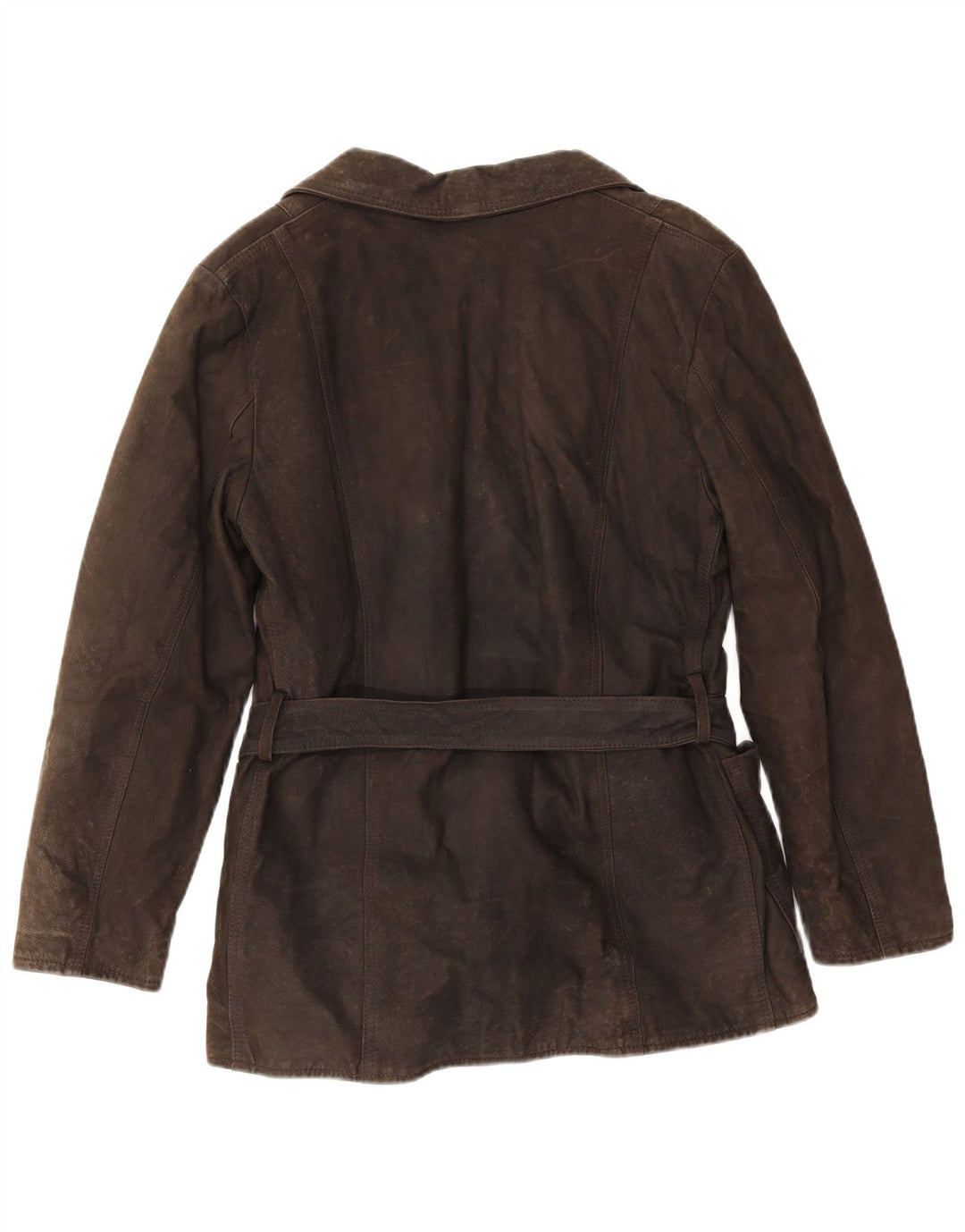 Giacca in pelle vintage da donna UK 14 Marrone medio