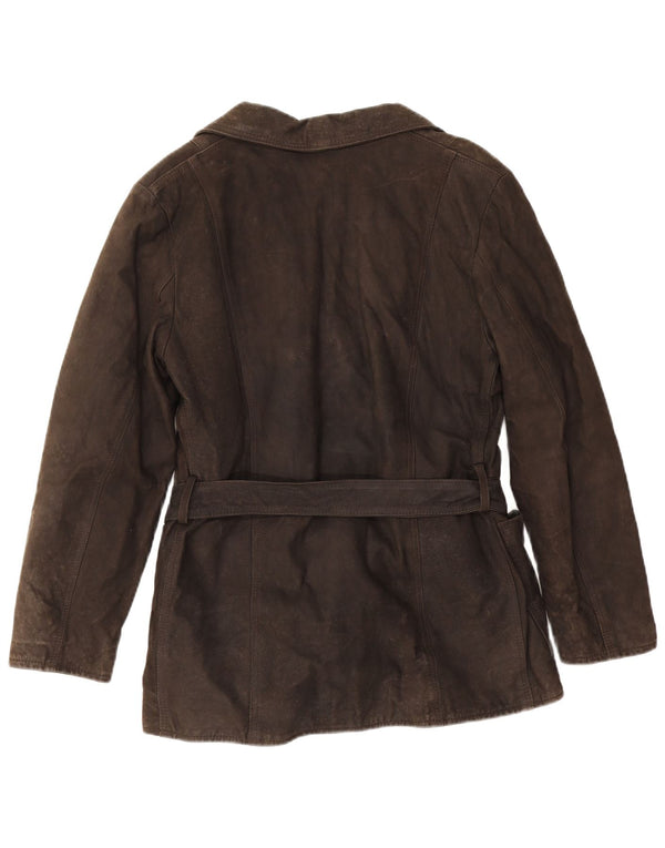 Giacca in pelle vintage da donna UK 14 Marrone medio
