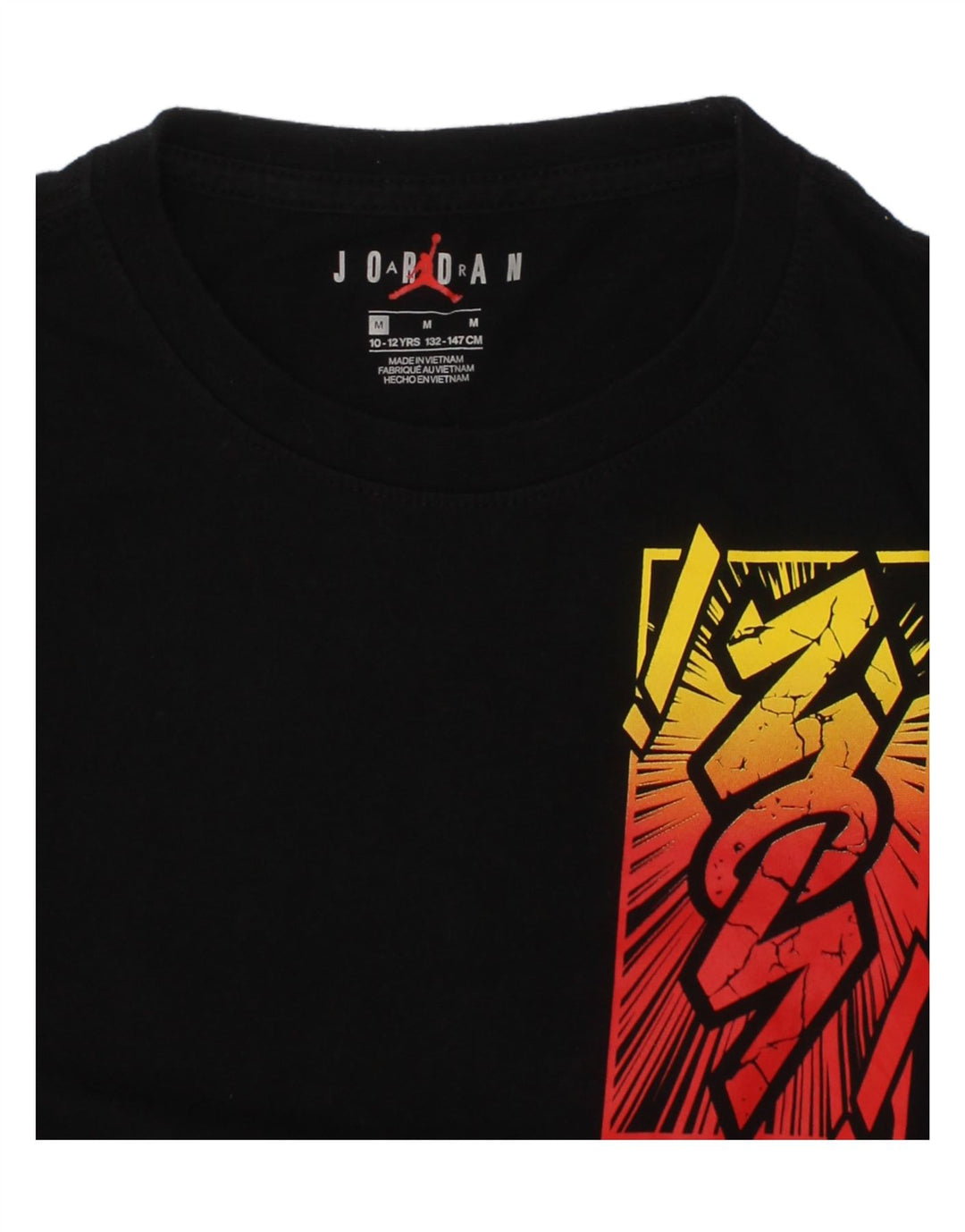 JORDAN Boys Graphic T-Shirt Top 10-11 Years Medium  Black Vintage Jordan and Second-Hand Jordan from Messina Hembry 
