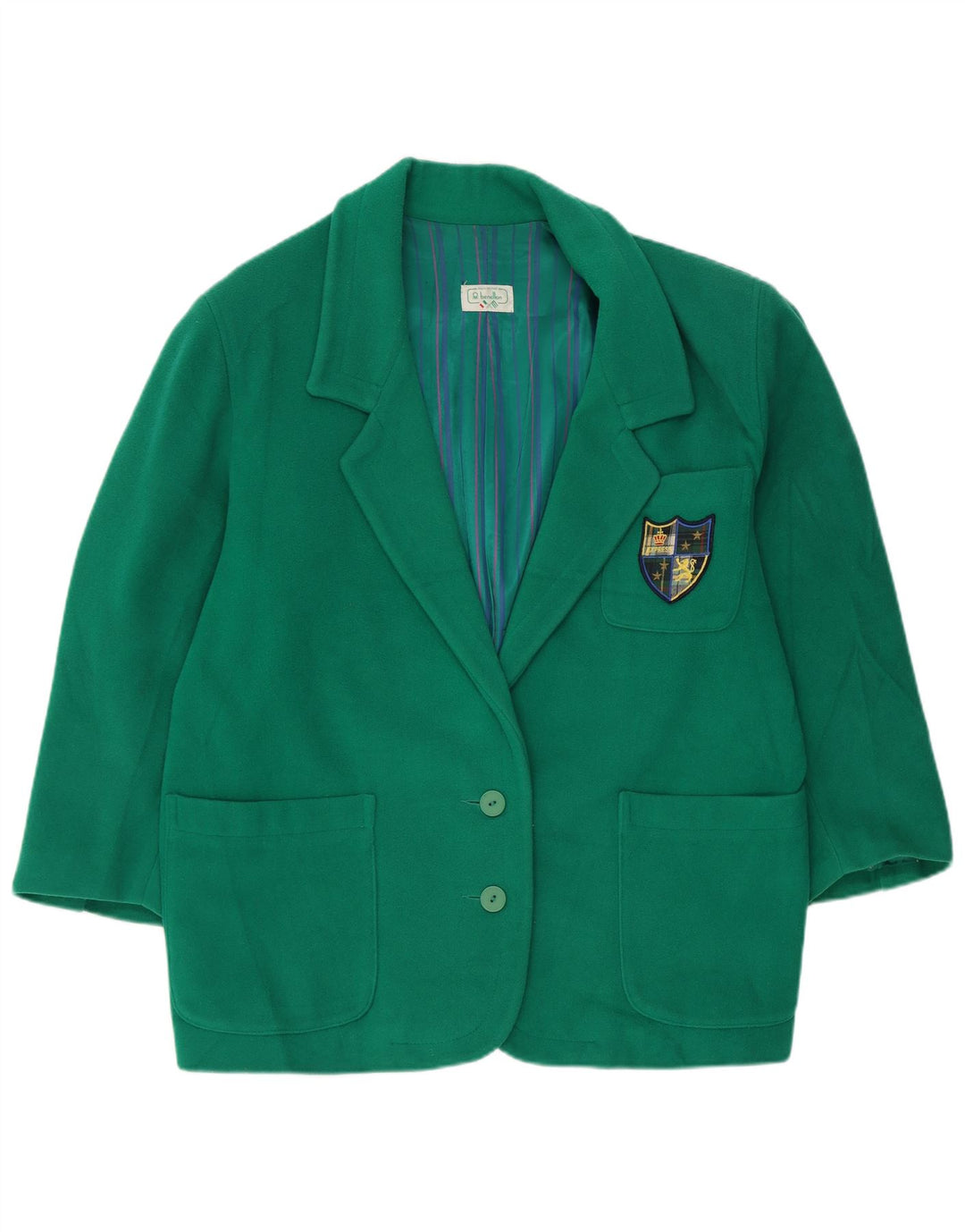 Benetton Womens 2 Button Oversized Blazer Jacket IT 40 Small Green Wool