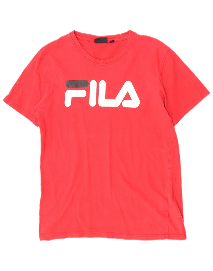 Fila Herre Grafisk T-Shirt Top Medium Rød Bomuld