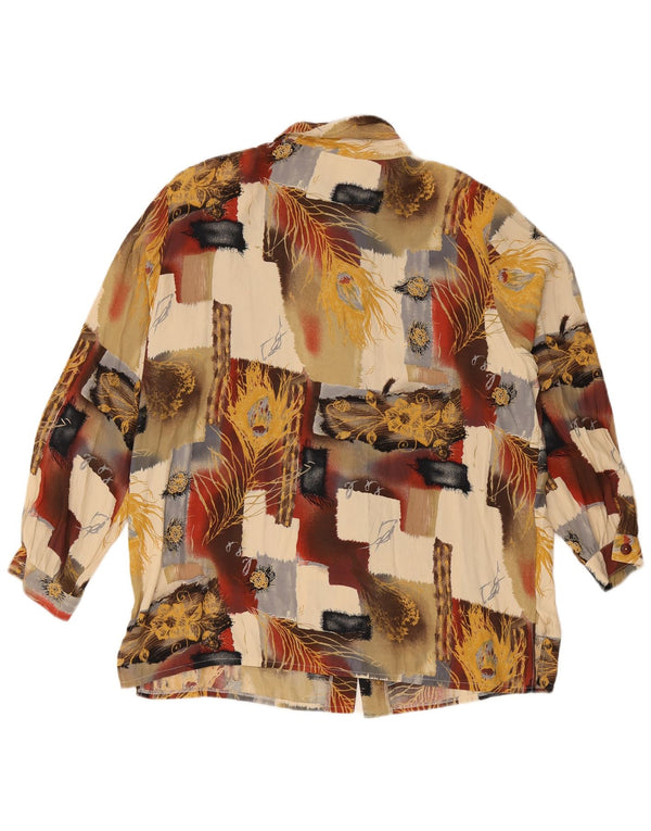 Винтажная женская блузка-рубашка UK 18 XL, разноцветная лоскутная вискоза