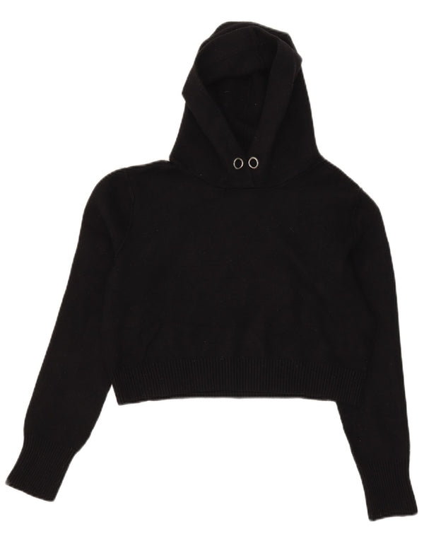 Zara Dame Crop Hættetrøje UK 10 Small Black Viscose