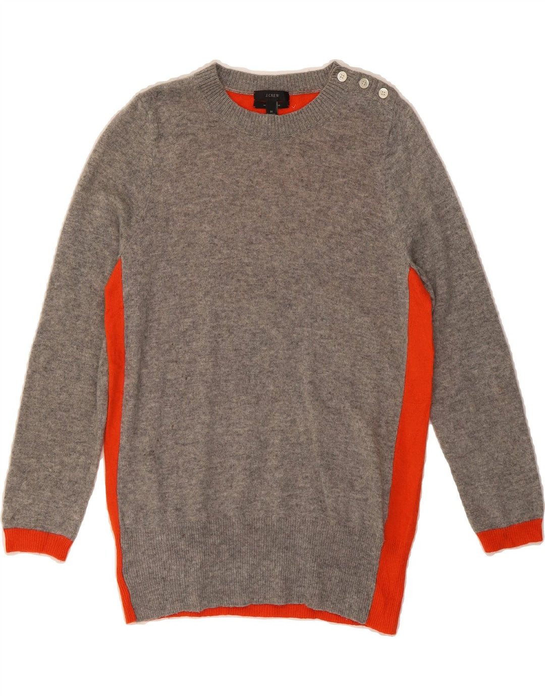 J. CREW Womens Crew Neck Jumper Sweater UK 14 Medium Grey Colourblock Vintage J. Crew and Second-Hand J. Crew from Messina Hembry 
