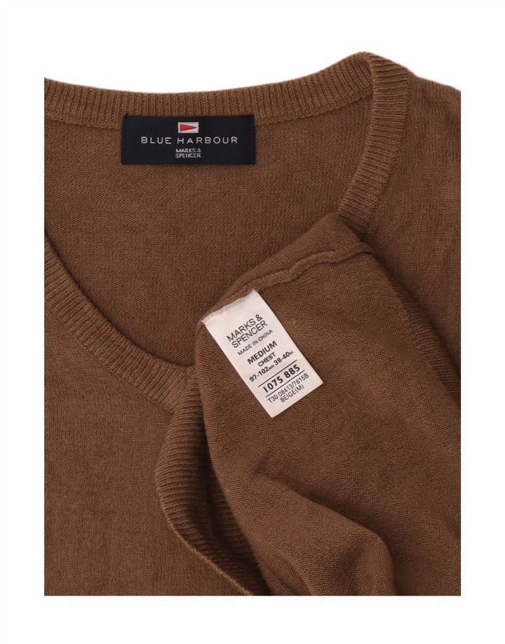 Marks & Spencer Herre V-hals sweater Medium Beige Akryl