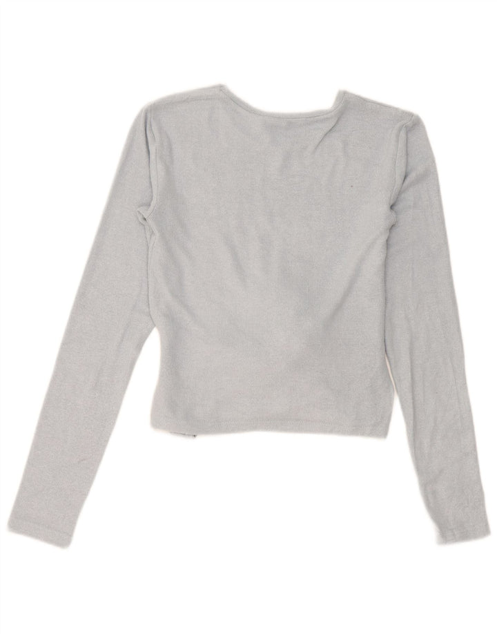 Zara Damen Crop Top Langarm UK 10 Small Blau