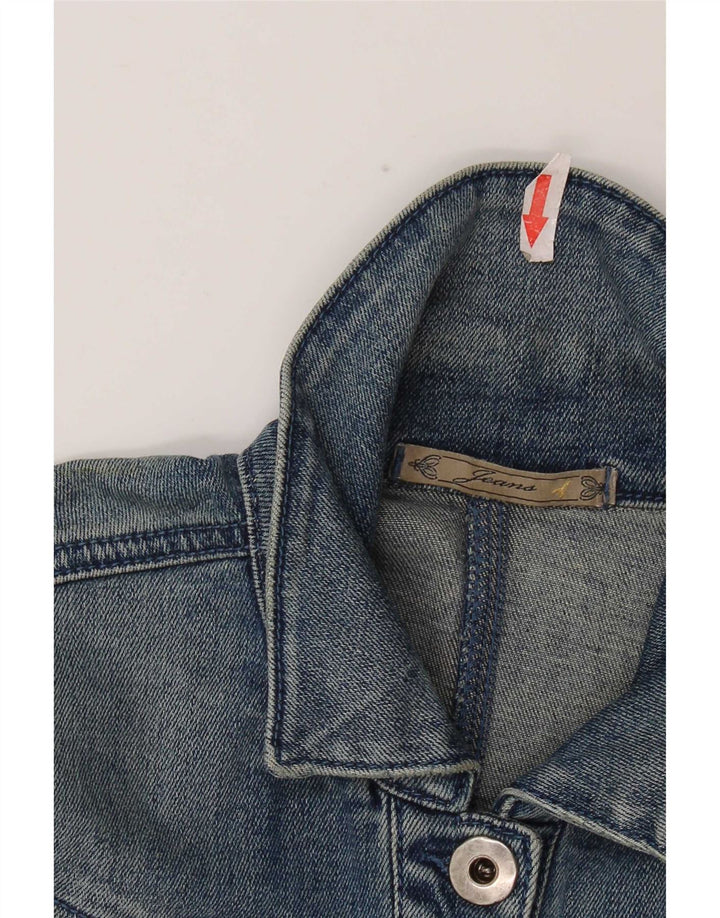 Vintage Womens Crop Denim Jacket IT 40 Small Blue Cotton