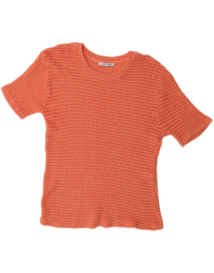 ZARA Camicetta Oversize in Maglia Trafaluc da Donna UK 14 Arancione Medio