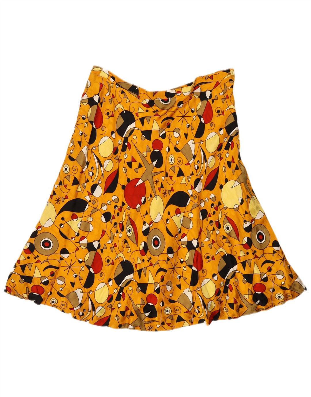 Vintage Womens Abstract Pattern A-Line Skirt W32 Large Yellow