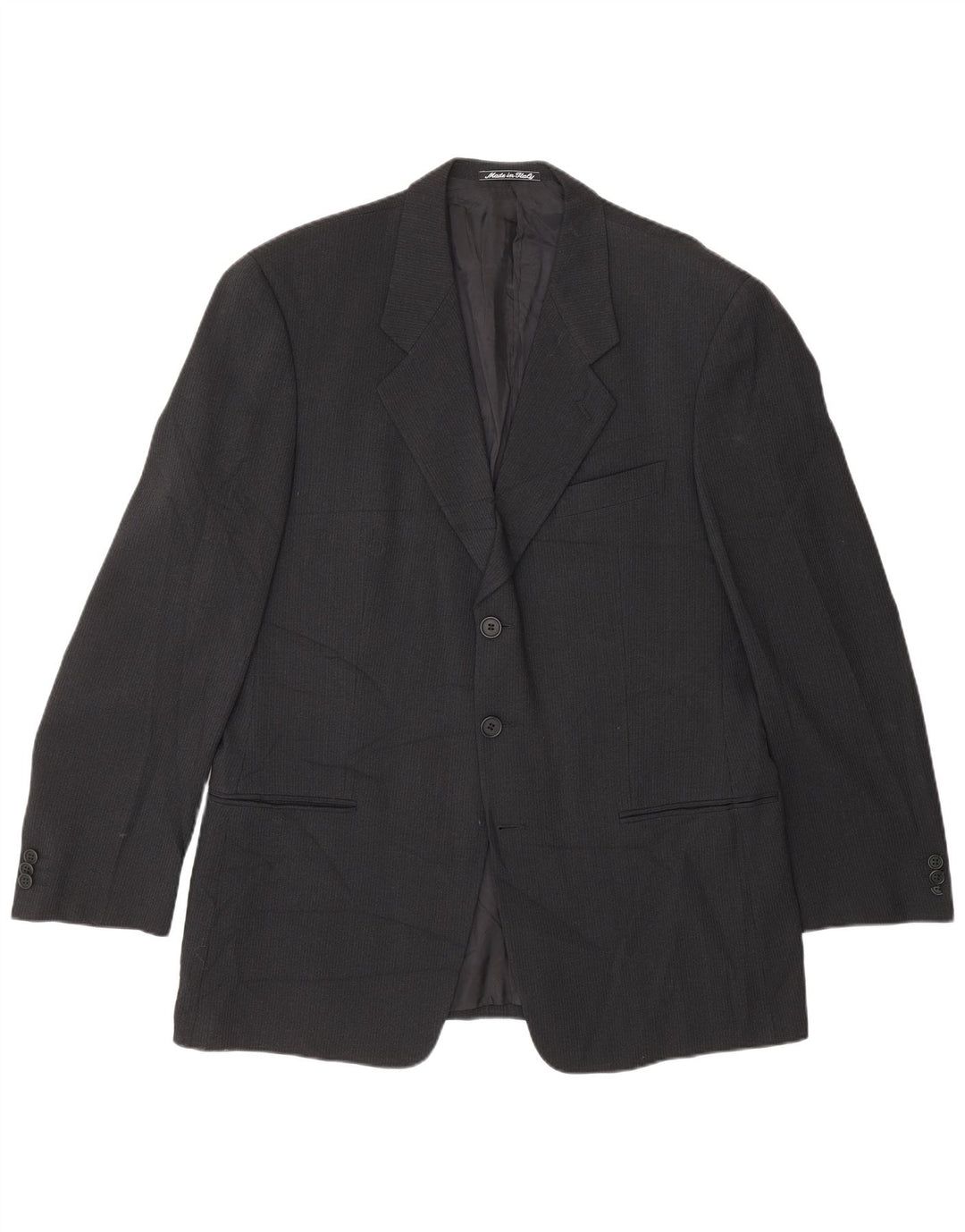 Giorgio Armani Mens 2 Button Blazer Jacket IT 52 XL Black Pinstripe