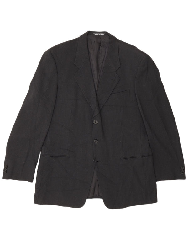 Giorgio Armani Mens 2 Button Blazer Jacket IT 52 XL Black Pinstripe