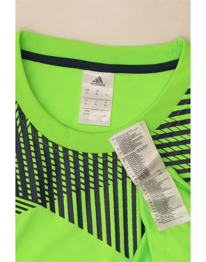 Adidas Mens T-Shirt Top XL Green Geometric Polyester