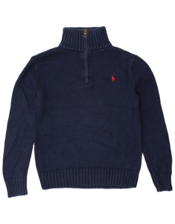 Polo Ralph Lauren Boys Zip Neck Jumper Sweater 10-11 Years Medium Navy Blue