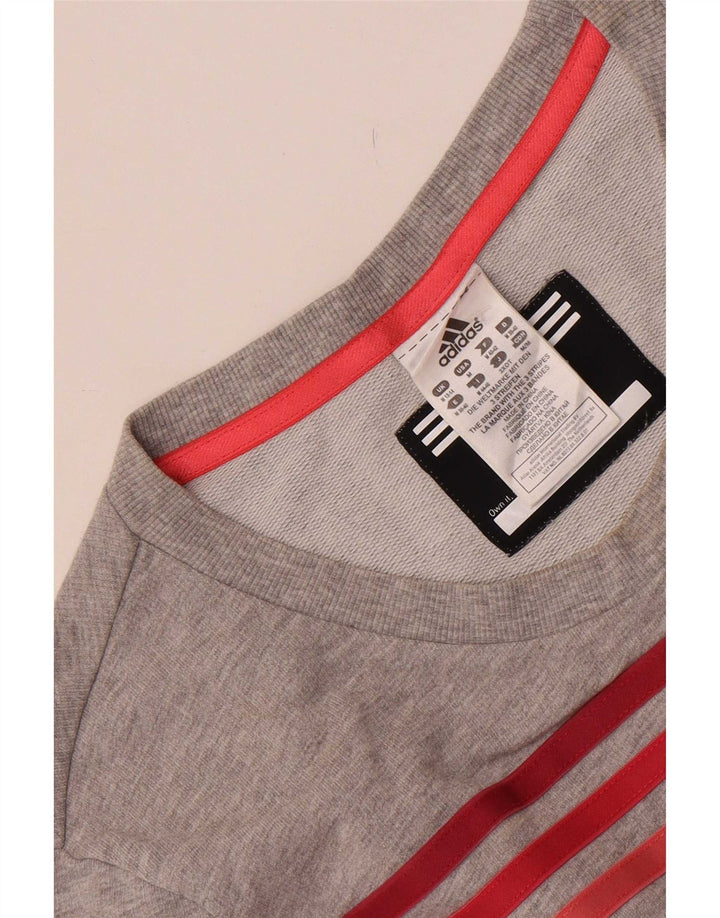 Adidas Womens Sweatshirt Jumper UK 12/14 Medium Grey Flecked Cotton