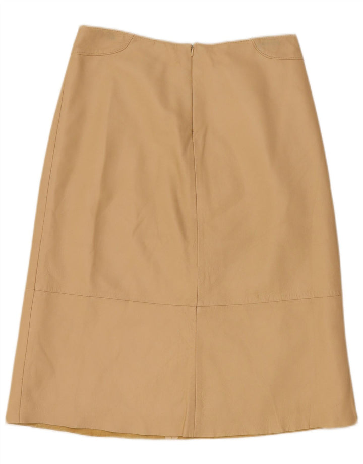 Gonna in pelle da donna vintage UK 12 media W28 Beige