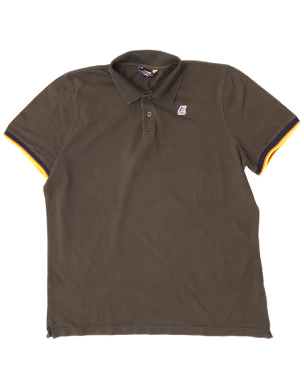 K-Way Polo Shirt til mænd XL Khaki Colourblock